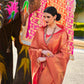 Rajwada Red Woven Design Silk Blend Saree With Unstitched Blouse For Women