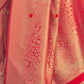 Rajwada Red Woven Design Silk Blend Saree With Unstitched Blouse For Women