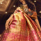 Rajwada Pink Handloom Woven Silk Blend Saree For Women