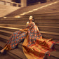 Rajwada Orange Handloom Woven Silk Blend Saree For Women