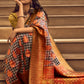 Rajwada Orange Handloom Woven Silk Blend Saree For Women