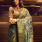 Rajwada Blue Handloom Woven Silk Blend Saree For Women