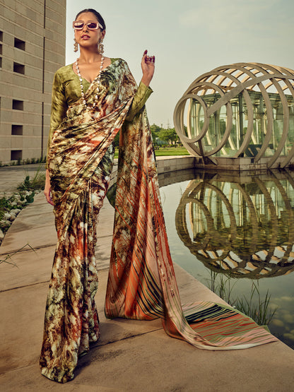 Rajwada Multicolor Digital Printed Saree For Women