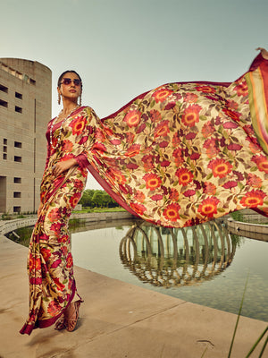 Rajwada Multicolor Digital Printed Saree For Women