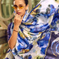 Rajwada Off White And Blue Digital Printed Saree For Women