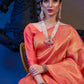 Rajwada Orange Woven Design Silk Blend Saree With Unstitched Blouse For Women