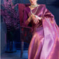 Rajwada Purple Woven Design Silk Blend Saree With Unstitched Blouse For Women