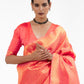 Rajwada Peach Silk Blend Woven Saree With Unstitched Blouse For Women
