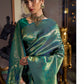 Rajwada Green Woven Design Silk Blend Saree With Unstitched Blouse For Women