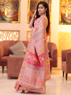 Rajwada Pink Kashmiri Handloom Woven Saree For Women