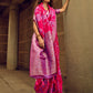 Rajwada Magenta Handloom Woven Satin Saree For Women