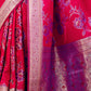 Rajwada Magenta Handloom Woven Satin Saree For Women