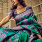 Rajwada Teal Handloom Woven Satin Saree For Women