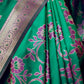 Rajwada Teal Handloom Woven Satin Saree For Women