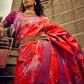 Rajwada Orange Handloom Woven Satin Saree For Women
