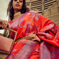 Rajwada Orange Handloom Woven Satin Saree For Women