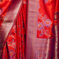 Rajwada Orange Handloom Woven Satin Saree For Women