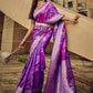 Rajwada Purple Handloom Woven Satin Saree For Women