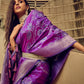 Rajwada Purple Handloom Woven Satin Saree For Women