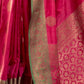 Rajwada Pink Woven Design Silk Blend Saree With Unstitched Blouse For Women