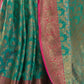Rajwada Green Woven Design Silk Blend Saree With Unstitched Blouse For Women