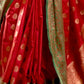 Rajwada Red Woven Design Silk Blend Saree With Unstitched Blouse For Women