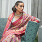 Rajwada Sea Green Printed Silk Blend Saree With Unstitched Blouse For Women