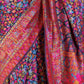 Rajwada Navy Blue Printed Silk Blend Saree With Unstitched Blouse For Women