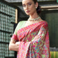 Rajwada Light Green Printed Silk Blend Saree With Unstitched Blouse For Women