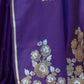 Rajwada Women Festive Purple Satin Printed Saree With Unstitched Blouse