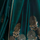 Rajwada Women Festive Green Satin Printed Saree With Unstitched Blouse