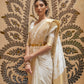 Rajwada White Woven Design Silk Blend Saree With Unstitched Blouse For Women