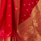 Rajwada Red Woven Design Silk Blend Saree With Unstitched Blouse For Women