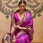 Rajwada Purple Woven Design Silk Blend Saree With Unstitched Blouse For Women