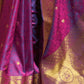 Rajwada Purple Woven Design Silk Blend Saree With Unstitched Blouse For Women