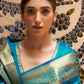 Rajwada Blue Woven Design Silk Blend Saree With Unstitched Blouse For Women