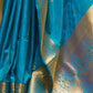 Rajwada Blue Woven Design Silk Blend Saree With Unstitched Blouse For Women