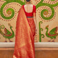 Rajwada Red Woven Design Silk Blend Saree With Unstitched Blouse For Women