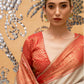 Rajwada White And Red  Woven Design Silk Blend Saree With Unstitched Blouse For Women