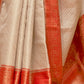 Rajwada White And Red  Woven Design Silk Blend Saree With Unstitched Blouse For Women