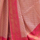 Rajwada Pink Woven Design Silk Blend Saree With Unstitched Blouse For Women