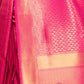 Rajwada Pink Silk Blend Woven Saree With Unstitched Blouse For Women