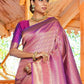 Rajwada Purple Silk Blend Woven Saree With Unstitched Blouse For Women
