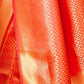 Rajwada Orange Silk Blend Woven Saree With Unstitched Blouse For Women