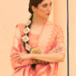 Rajwada Orange Woven Silk Blend Saree With Unstitched Blouse For Women