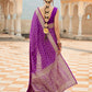 Rajwada Purple Woven Silk Blend Saree With Unstitched Blouse For Women