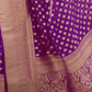 Rajwada Purple Woven Silk Blend Saree With Unstitched Blouse For Women