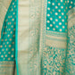 Rajwada Teal Woven Silk Blend Saree With Unstitched Blouse For Women