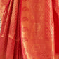 Rajwada Red Woven Design Silk Blend Saree With Unstitched Blouse For Women