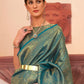 Rajwada Green Woven Design Silk Blend Saree With Unstitched Blouse For Women